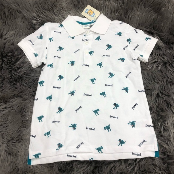 BOB | Boy's Short Sleeve Polo Shirt | Dinosaur Pattern | Size 7 - Picture 1 of 2